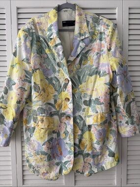 ASOS Floral Pastel Blazer in Yellow, Lavender, Green